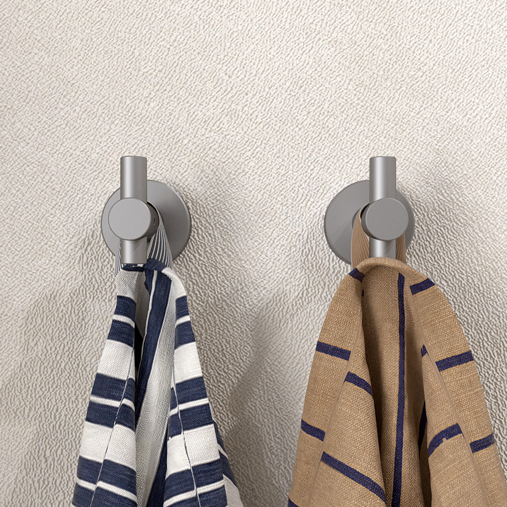 NestPro 2-Pieces Wall Mounted J-Hook Round Bathroom Robe/Towel Hook XYTH-02GY2