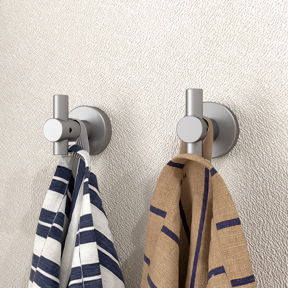 NestPro 2-Pieces Wall Mounted J-Hook Round Bathroom Robe/Towel Hook XYTH-02GY3