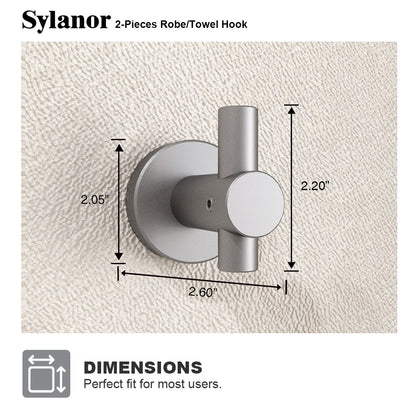 NestPro 2-Pieces Wall Mounted J-Hook Round Bathroom Robe/Towel Hook XYTH-02GY4
