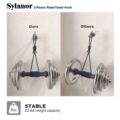 NestPro 2-Pieces Wall Mounted J-Hook Round Bathroom Robe/Towel Hook XYTH-02GY6