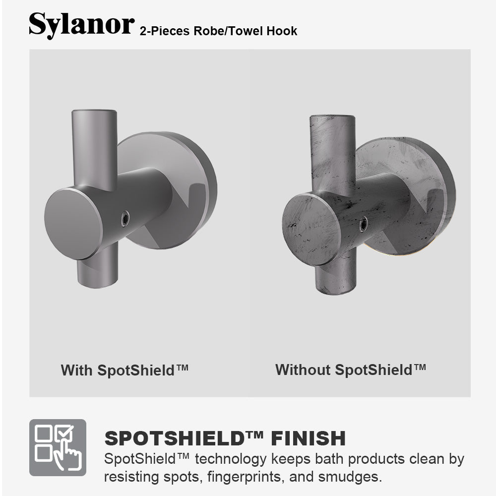 NestPro 2-Pieces Wall Mounted J-Hook Round Bathroom Robe/Towel Hook XYTH-02GY8
