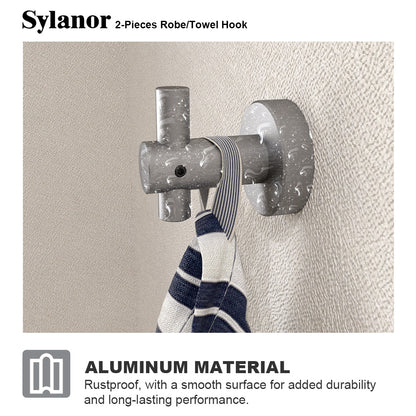 NestPro 2-Pieces Wall Mounted J-Hook Round Bathroom Robe/Towel Hook XYTH-02GY9