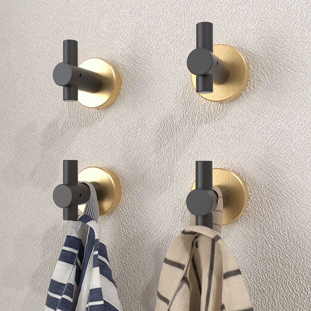 NestPro 4-Pieces Wall Mounted J-Hook Round Bathroom Robe/Towel Hook XYTH-04BG3