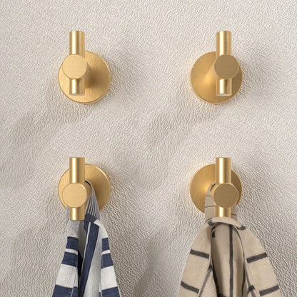 NestPro 4-Pieces Wall Mounted J-Hook Round Bathroom Robe/Towel Hook Brushed Gold XYTH-04GD2