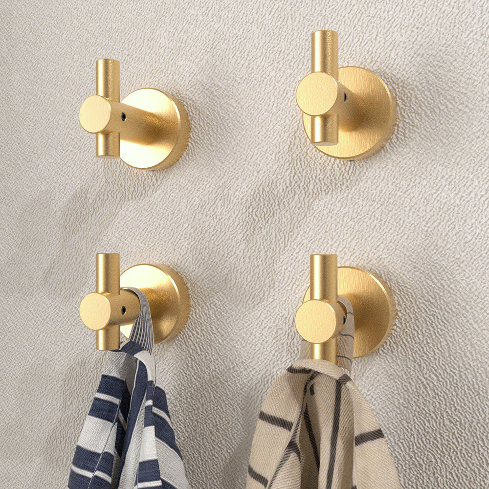 NestPro 4-Pieces Wall Mounted J-Hook Round Bathroom Robe/Towel Hook XYTH-04GD3