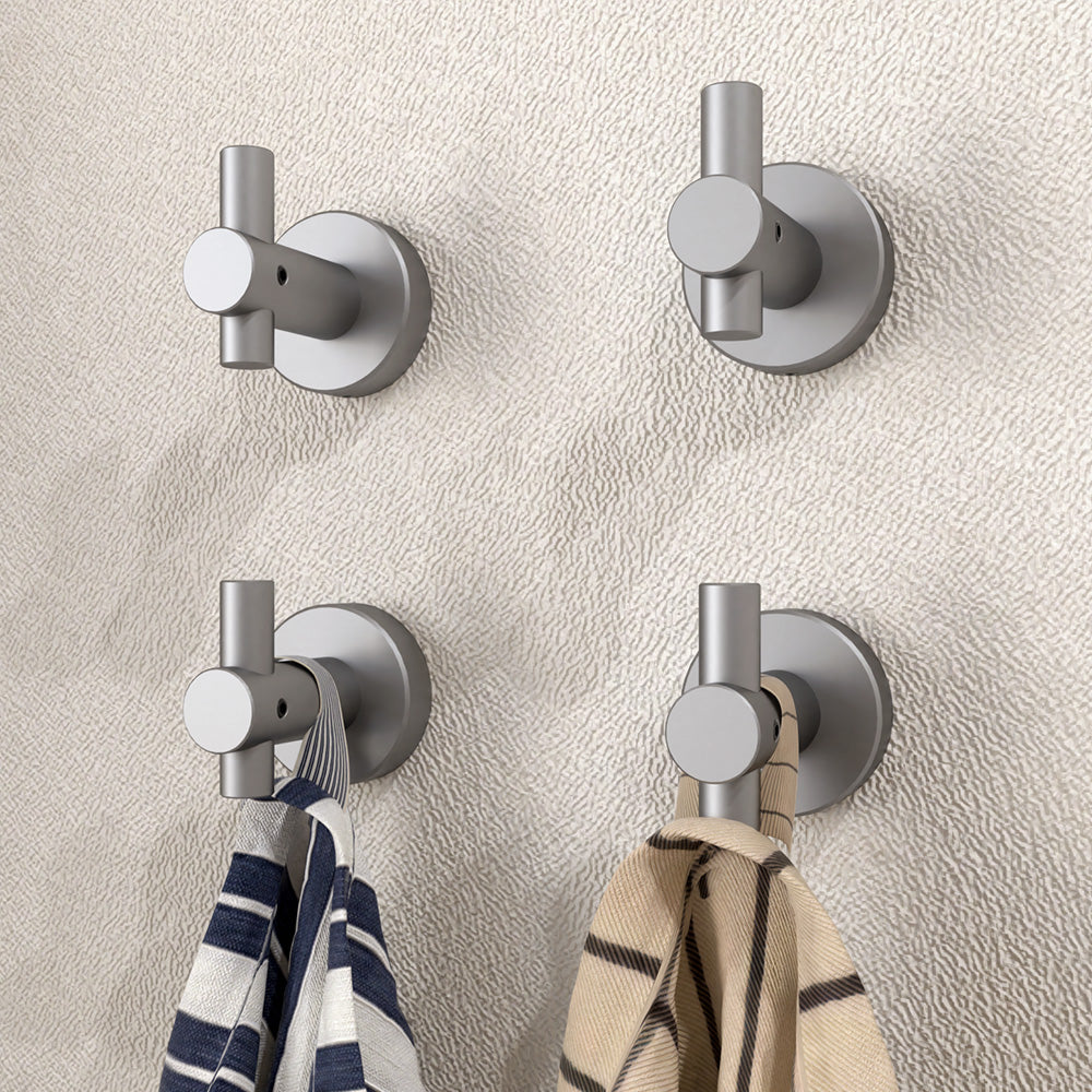 NestPro 4-Pieces Wall Mounted J-Hook Round Bathroom Robe/Towel Hook XYTH-04GY3