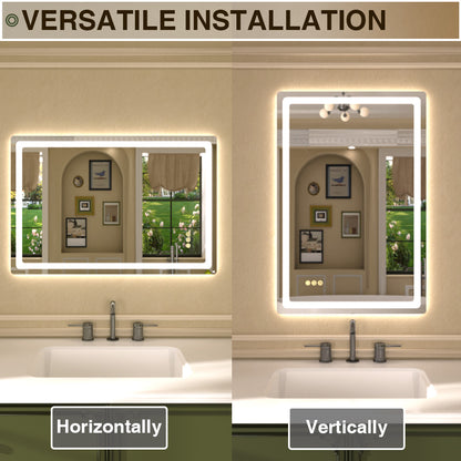 Twinkle Rectangular Frameless Anti-Fog LED Light Dimmable Wall Bathroom Vanity Mirror in Polished Crystal