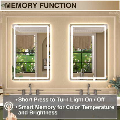 Twinkle Rectangular Frameless Anti-Fog LED Light Dimmable Wall Bathroom Vanity Mirror in Polished Crystal
