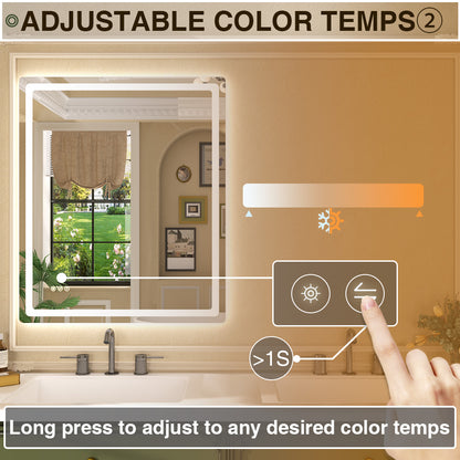Twinkle Rectangular Frameless Anti-Fog LED Light Dimmable Wall Bathroom Vanity Mirror in Polished Crystal