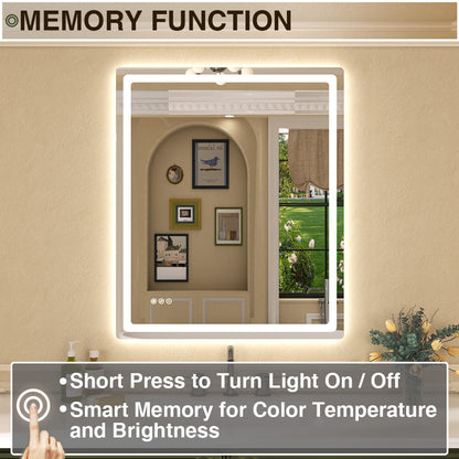 Twinkle Rectangular Frameless Anti-Fog LED Light Dimmable Wall Bathroom Vanity Mirror in Polished Crystal