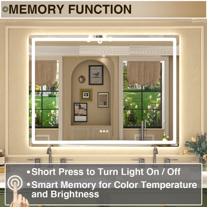 Twinkle Rectangular Frameless Anti-Fog LED Light Dimmable Wall Bathroom Vanity Mirror in Polished Crystal