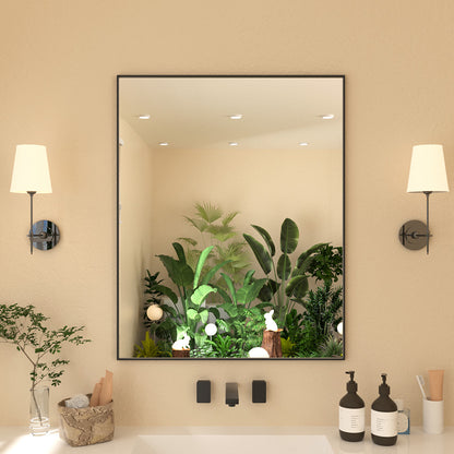 Nova Rectangular Framed Wall Bathroom Vanity Mirror Matte Black 2430 XYZ-2430BL1