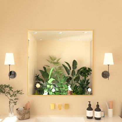 Nova Rectangular Framed Wall Bathroom Vanity Mirror Brushed Gold 3030 XYZ-3030BG1