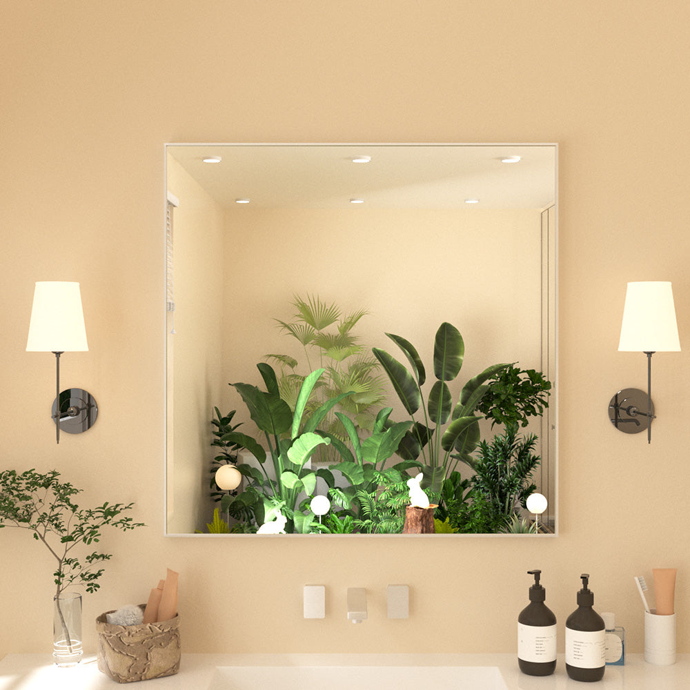 Nova Rectangular Framed Wall Bathroom Vanity Mirror Brushed Nickel 3030 XYZ-3030NK1