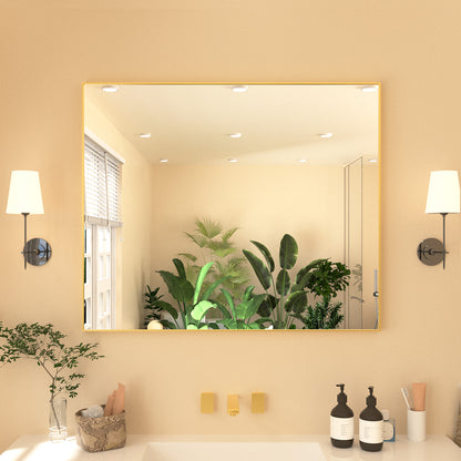 Nova Rectangular Framed Wall Bathroom Vanity Mirror Brushed Gold 3630 XYZ-3630BG1