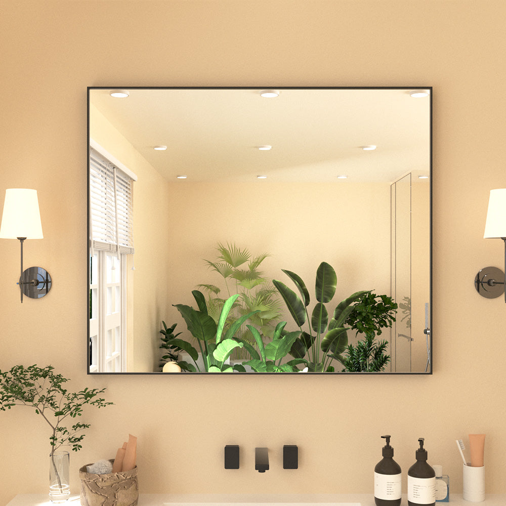 Nova Rectangular Framed Wall Bathroom Vanity Mirror Matte Black 3630 XYZ-3630BL1