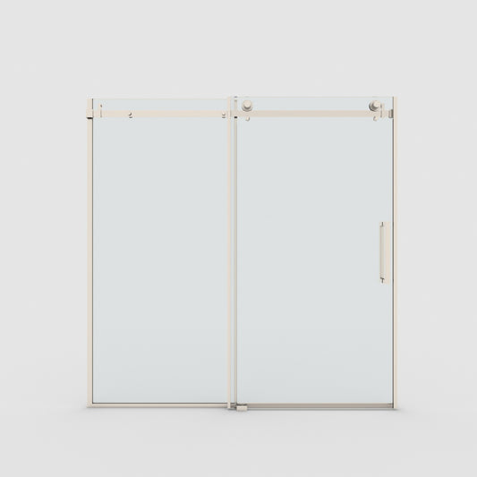 Eletta 60 in. W x 60 in. H Sliding Semi-Frameless Tub Door in Matte Black Finish with Clear Glass Brushed Gold ZHENG_4e0f9e71-b535-443d-9fe9-25ca5a7ed736