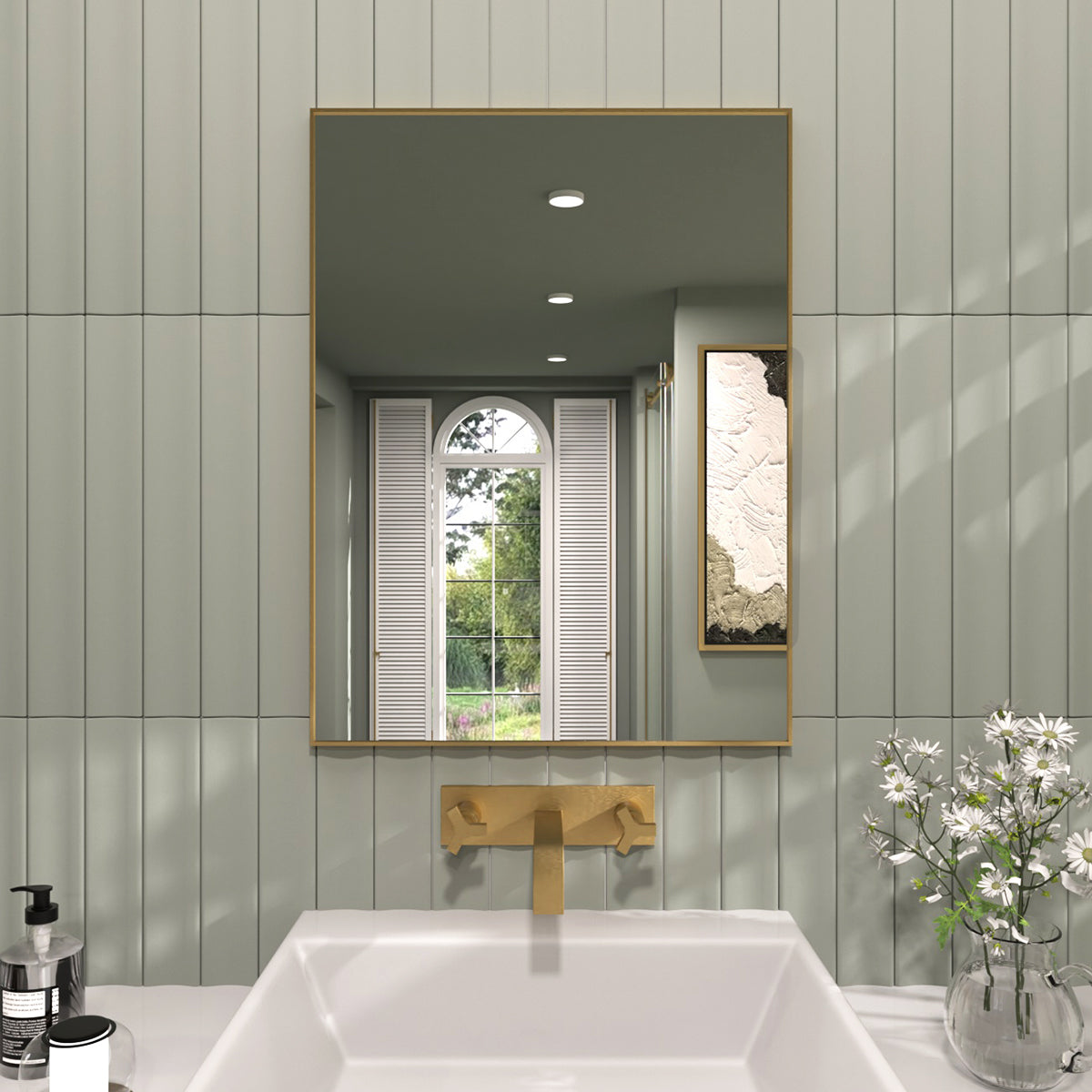 TaiMei 24 in. W x 30 in. H  Rectangular Framed Wall Bathroom Vanity Mirror
