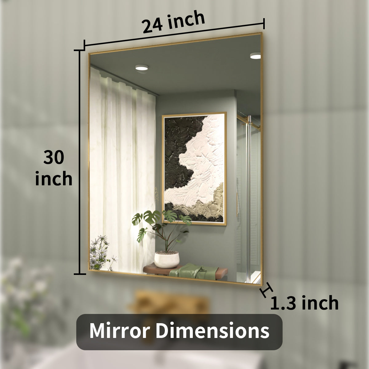 TaiMei 24 in. W x 30 in. H Rectangular Framed Wall Bathroom Vanity Mirror ZL2430-BG-04