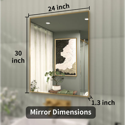 TaiMei 24 in. W x 30 in. H Rectangular Framed Wall Bathroom Vanity Mirror ZL2430-BG-04