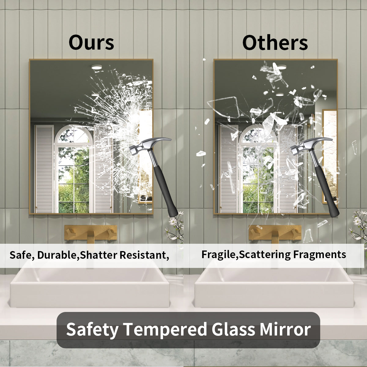 TaiMei 24 in. W x 30 in. H Rectangular Framed Wall Bathroom Vanity Mirror ZL2430-BG-07