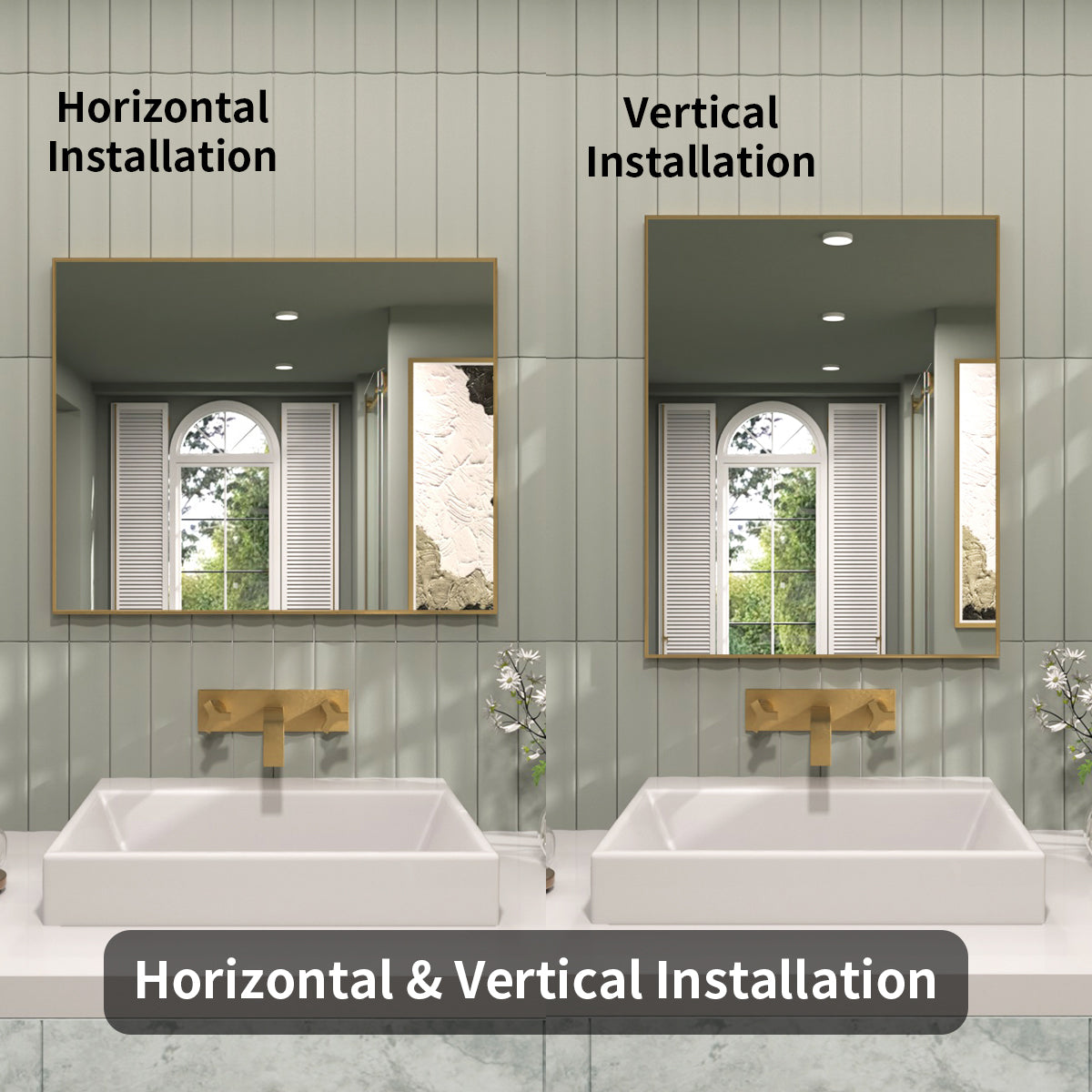 TaiMei 24 in. W x 30 in. H Rectangular Framed Wall Bathroom Vanity Mirror ZL2430-BG-08