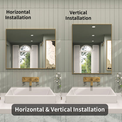 TaiMei 24 in. W x 30 in. H Rectangular Framed Wall Bathroom Vanity Mirror ZL2430-BG-08