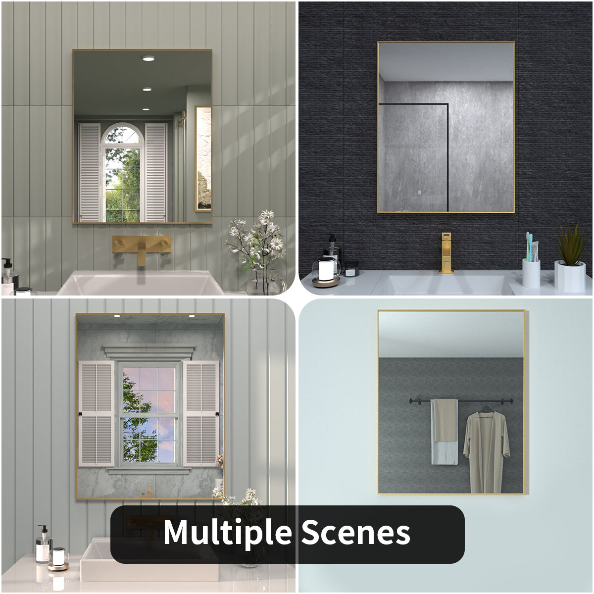 TaiMei 24 in. W x 30 in. H Rectangular Framed Wall Bathroom Vanity Mirror ZL2430-BG-12