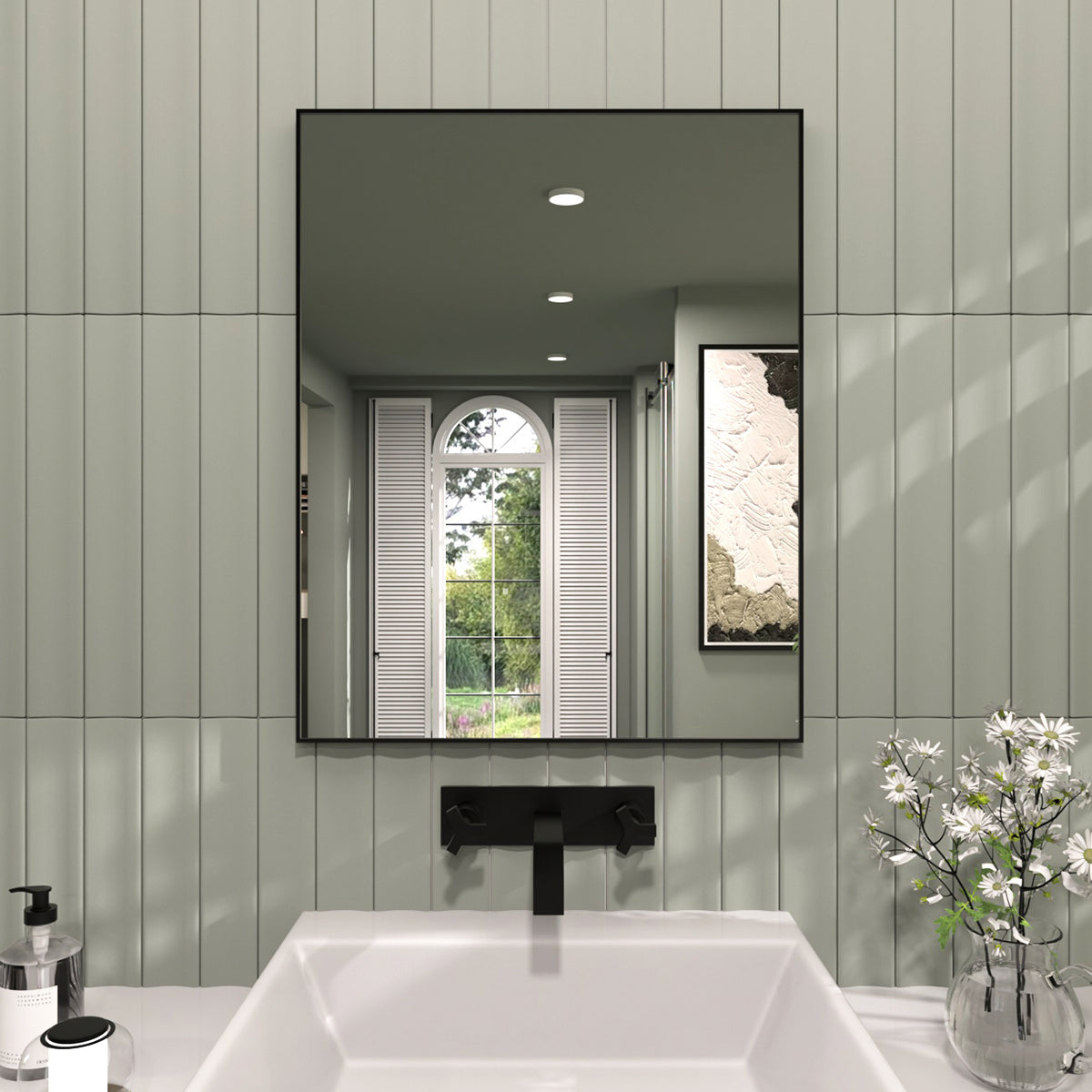 TaiMei 24 in. W x 30 in. H Rectangular Framed Wall Bathroom Vanity Mirror Matte Black ZL2430-BL-01_80274719-864e-4ba3-be33-0fa992b65518