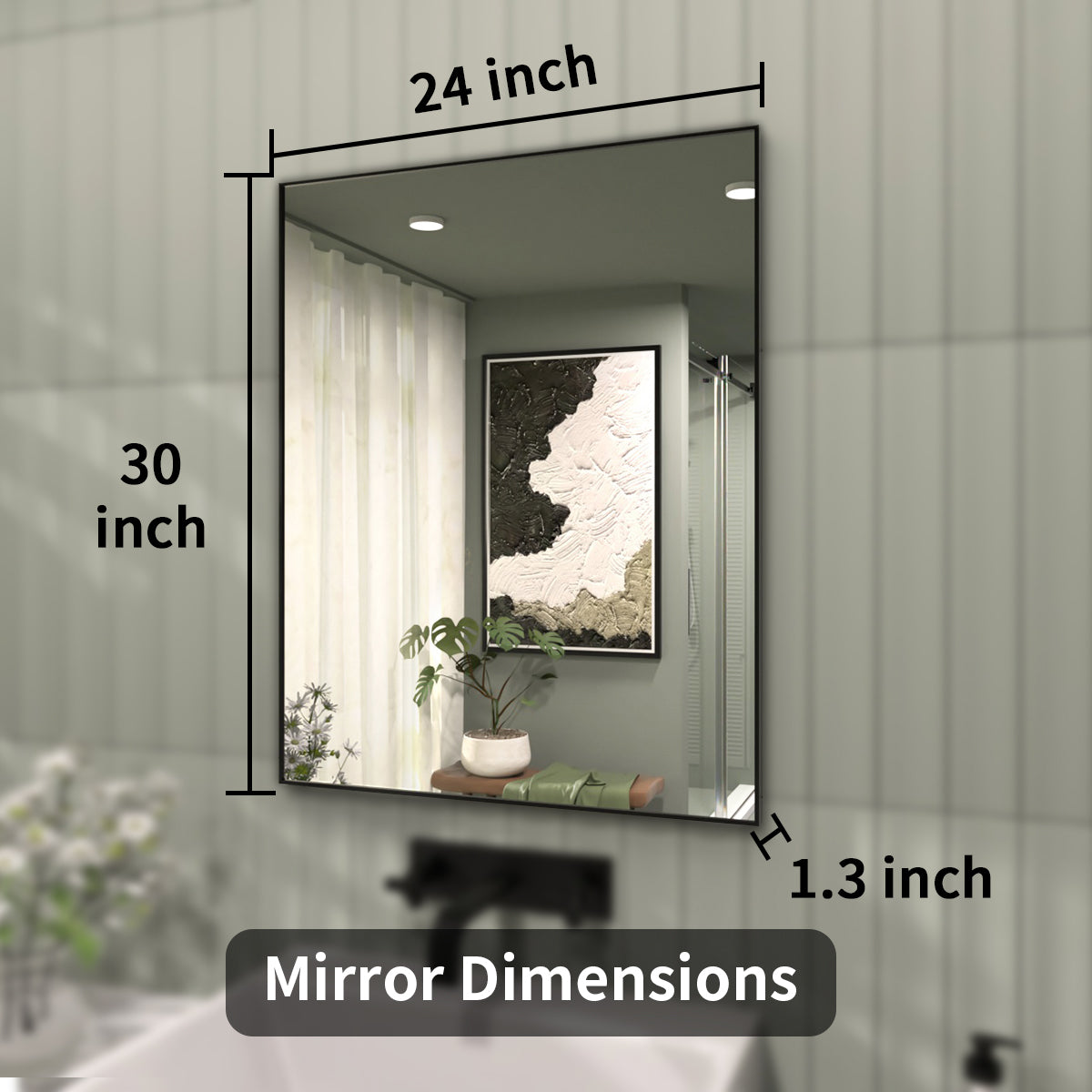 TaiMei 24 in. W x 30 in. H Rectangular Framed Wall Bathroom Vanity Mirror ZL2430-BL-04