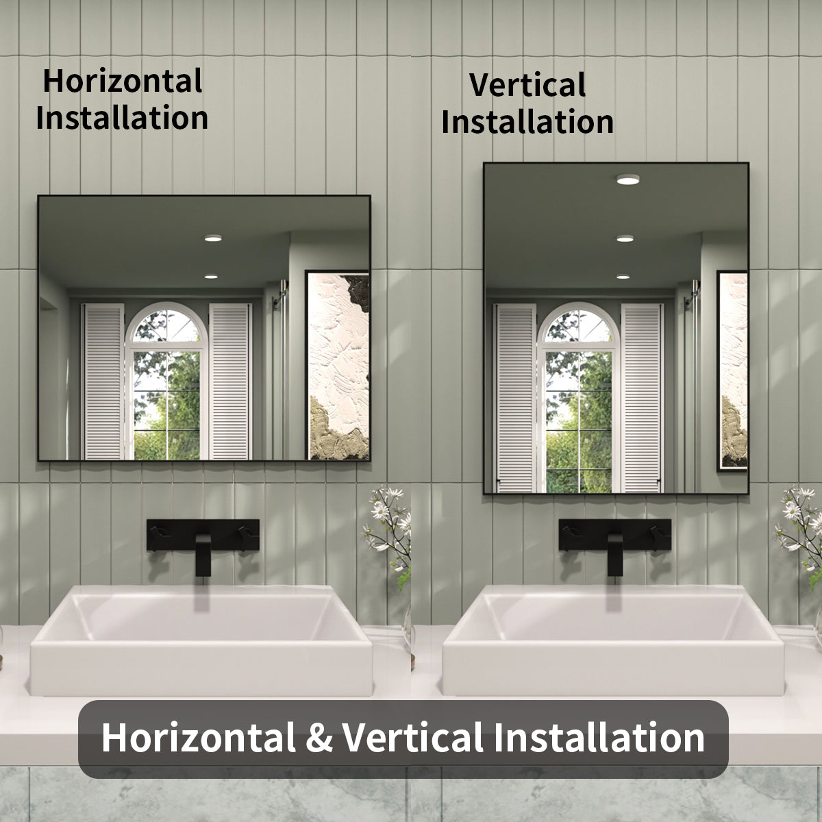 TaiMei 24 in. W x 30 in. H Rectangular Framed Wall Bathroom Vanity Mirror ZL2430-BL-09