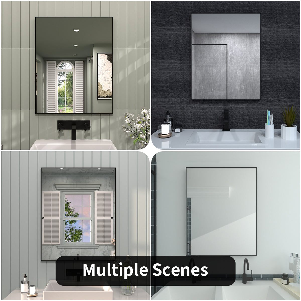 TaiMei 24 in. W x 30 in. H Rectangular Framed Wall Bathroom Vanity Mirror ZL2430-BL-13
