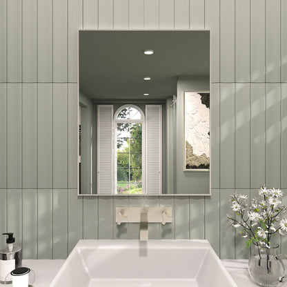 TaiMei 24 in. W x 30 in. H Rectangular Framed Wall Bathroom Vanity Mirror Brushed Nickel ZL2430-BN-01_def27b2e-d1ca-4123-af54-52335a4d4472