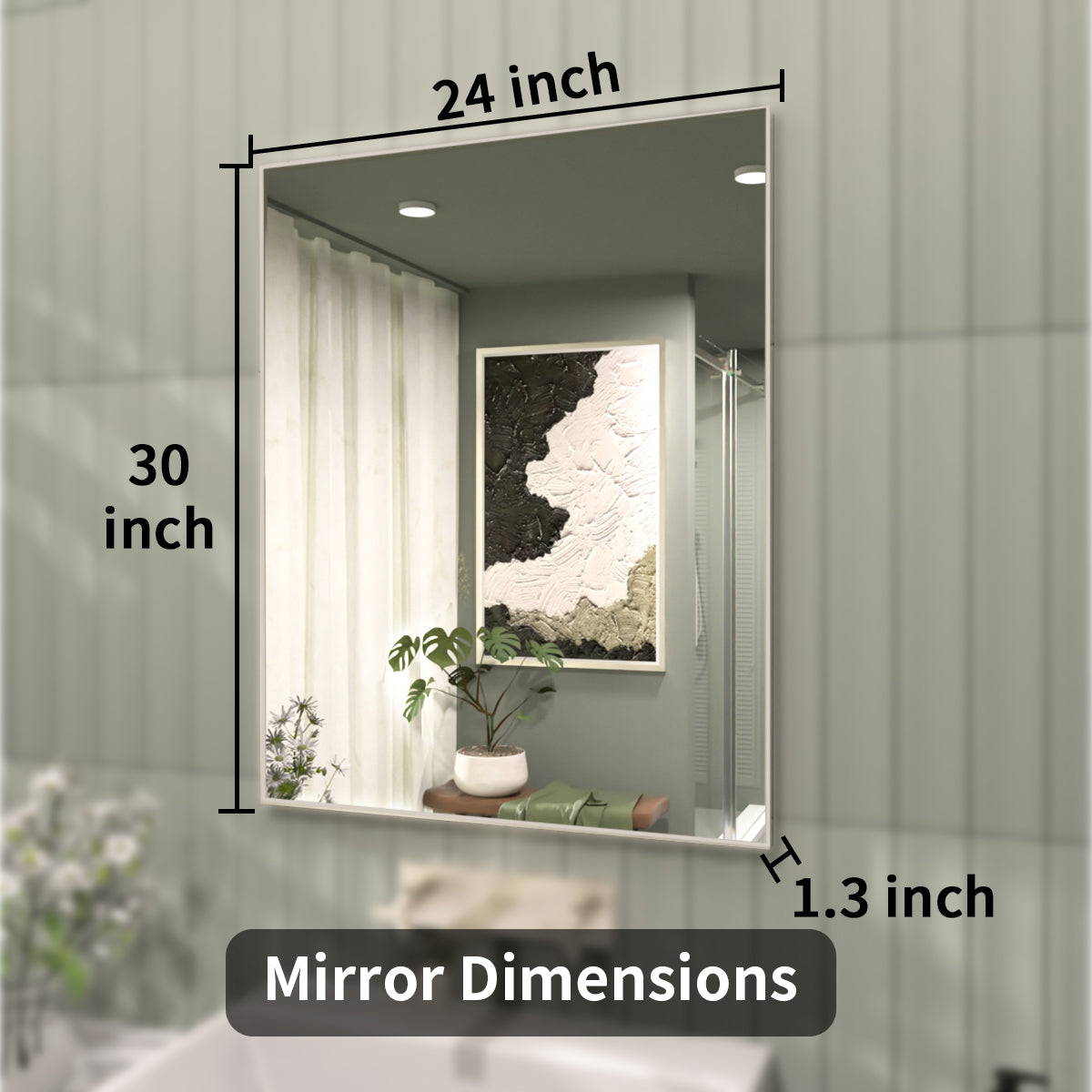 TaiMei 24 in. W x 30 in. H Rectangular Framed Wall Bathroom Vanity Mirror ZL2430-BN-04