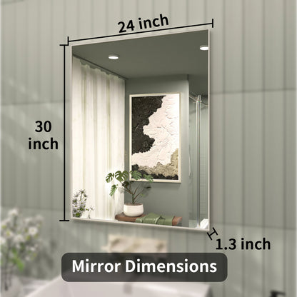 TaiMei 24 in. W x 30 in. H Rectangular Framed Wall Bathroom Vanity Mirror ZL2430-BN-04