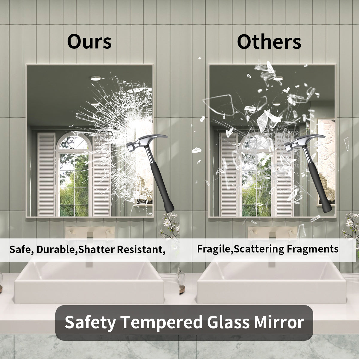 TaiMei 24 in. W x 30 in. H Rectangular Framed Wall Bathroom Vanity Mirror ZL2430-BN-07