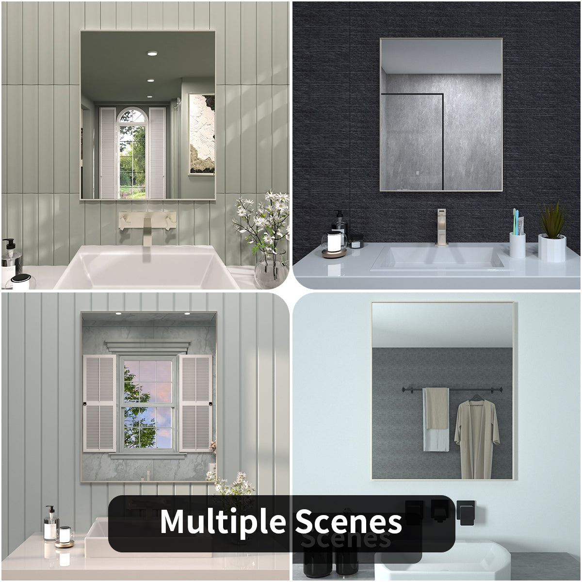 TaiMei 24 in. W x 30 in. H Rectangular Framed Wall Bathroom Vanity Mirror ZL2430-BN-12