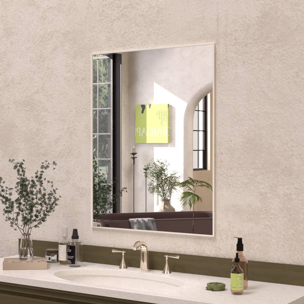 Sight 24 in. W x 30 in. H Rectangular Framed Wall Bathroom Vanity Mirror ZL2430BN-1