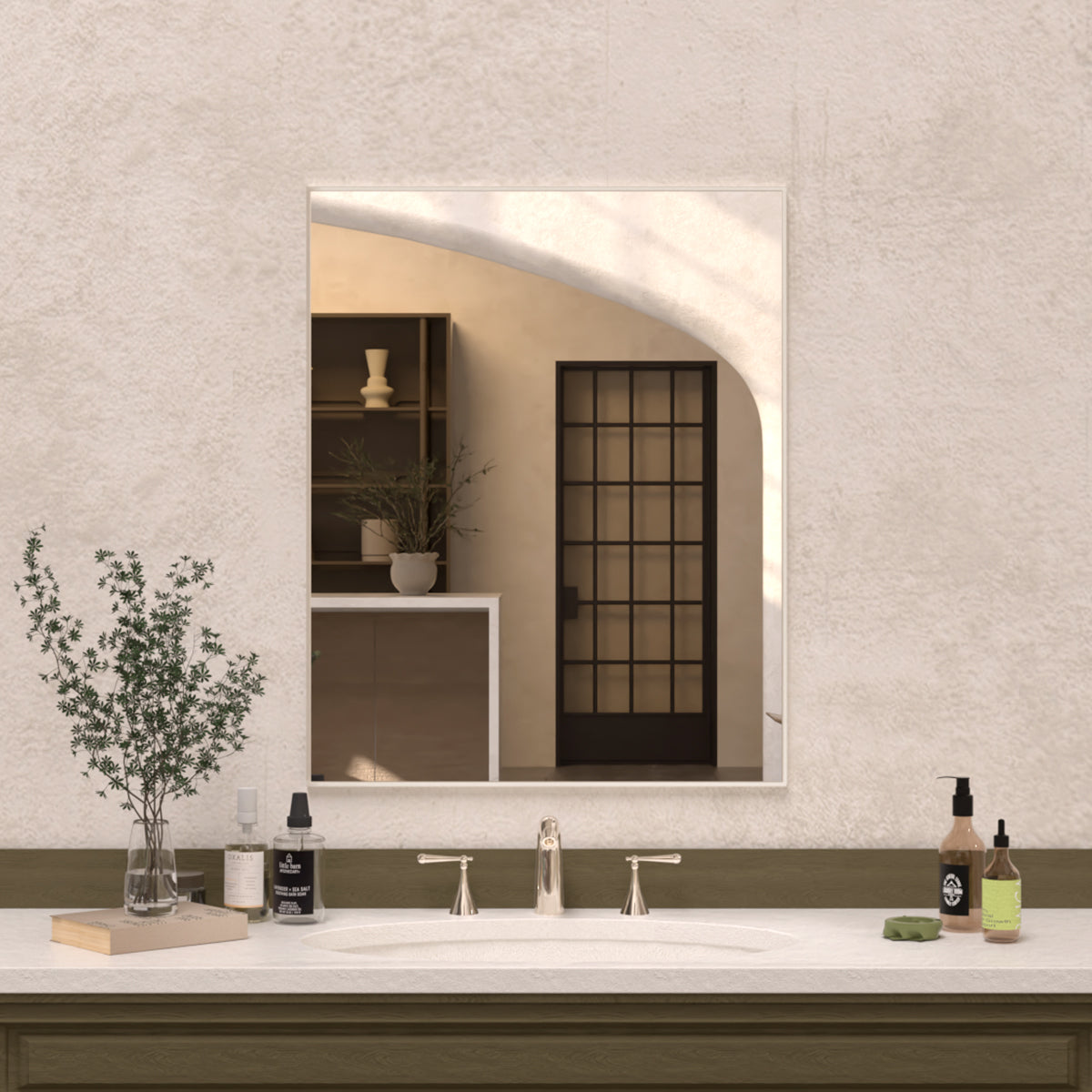 Sight 24 in. W x 30 in. H Rectangular Framed Wall Bathroom Vanity Mirror Brushed Nickel ZL2430BN-2_d800ee48-0d09-4aa1-b8c3-e846e331f825