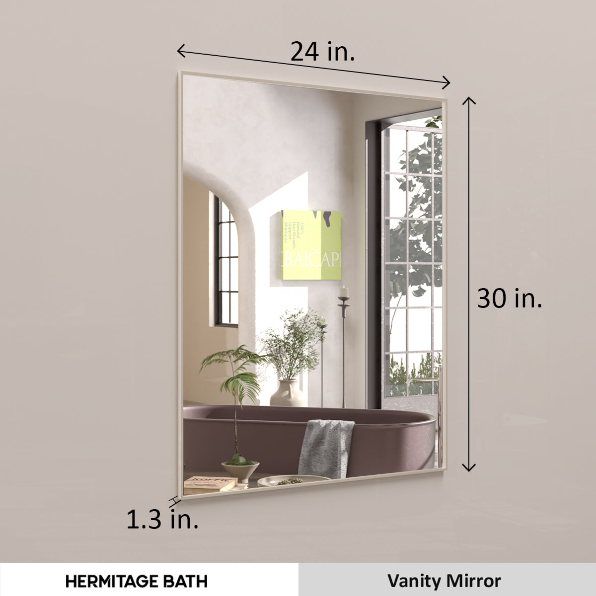 Sight 24 in. W x 30 in. H Rectangular Framed Wall Bathroom Vanity Mirror ZL2430BN-3