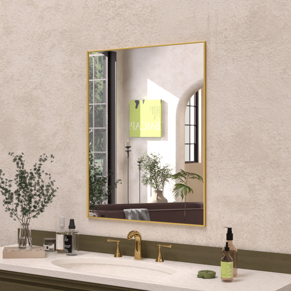 Sight 24 in. W x 30 in. H Rectangular Framed Wall Bathroom Vanity Mirror ZL2430GD-1