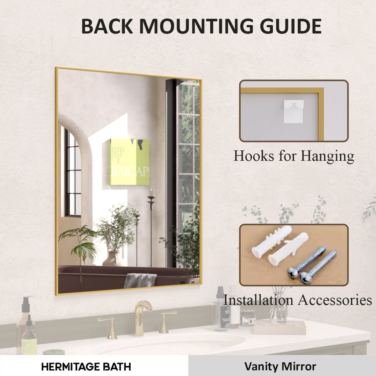 Sight 24 in. W x 30 in. H Rectangular Framed Wall Bathroom Vanity Mirror ZL2430GD-10