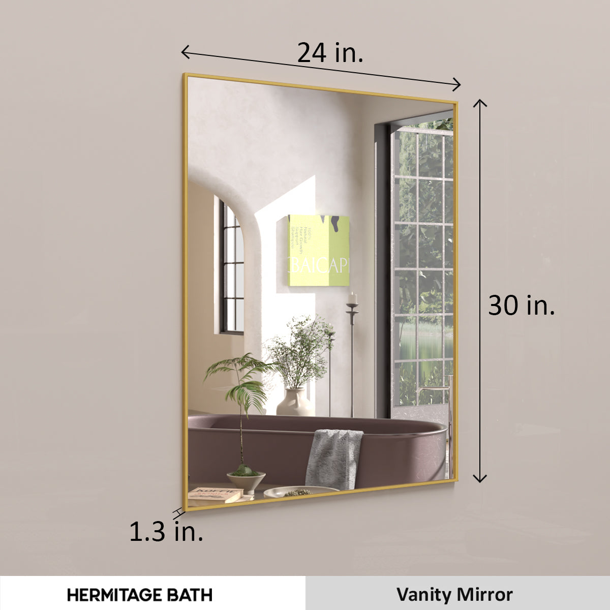 Sight 24 in. W x 30 in. H Rectangular Framed Wall Bathroom Vanity Mirror ZL2430GD-3