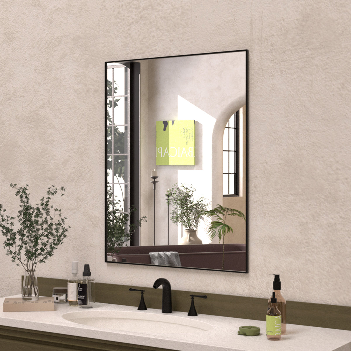 Sight 24 in. W x 30 in. H Rectangular Framed Wall Bathroom Vanity Mirror ZL2430MB-1