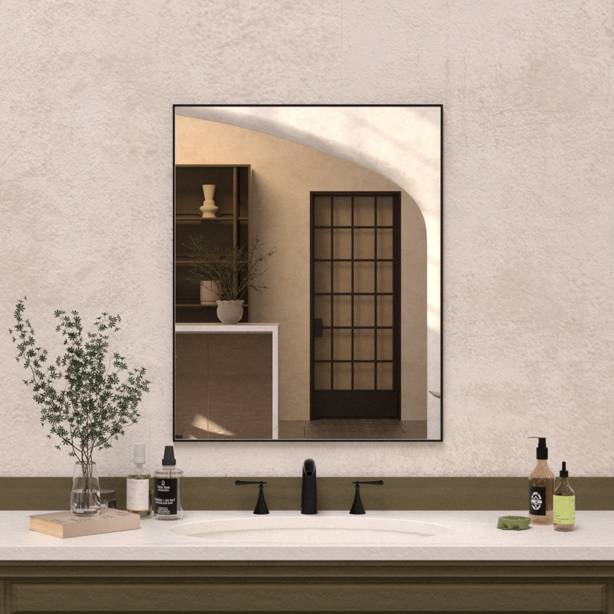 Sight 24 in. W x 30 in. H Rectangular Framed Wall Bathroom Vanity Mirror Matte Black ZL2430MB-2_544f3f65-d5d0-4228-880b-b5307689b3b6