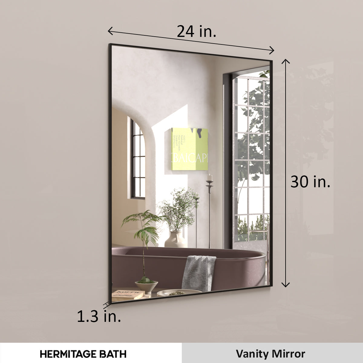 Sight 24 in. W x 30 in. H Rectangular Framed Wall Bathroom Vanity Mirror ZL2430MB-3