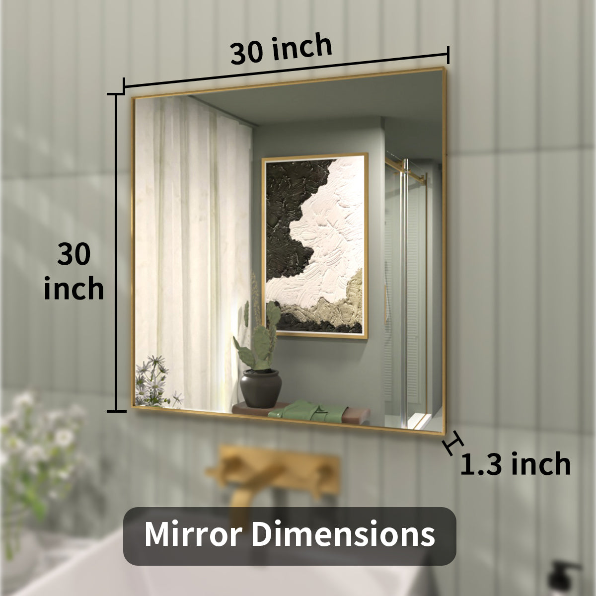TaiMei 30 in. W x 30 in. H Rectangular Framed Wall Bathroom Vanity Mirror ZL3030-BG-04