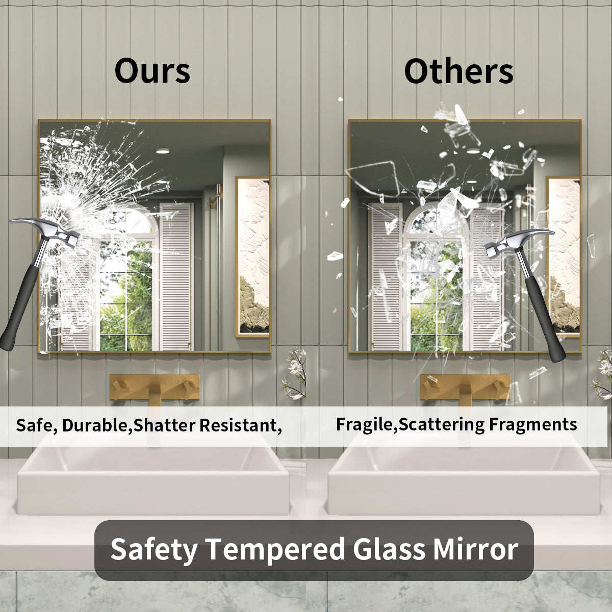 TaiMei 30 in. W x 30 in. H Rectangular Framed Wall Bathroom Vanity Mirror ZL3030-BG-07