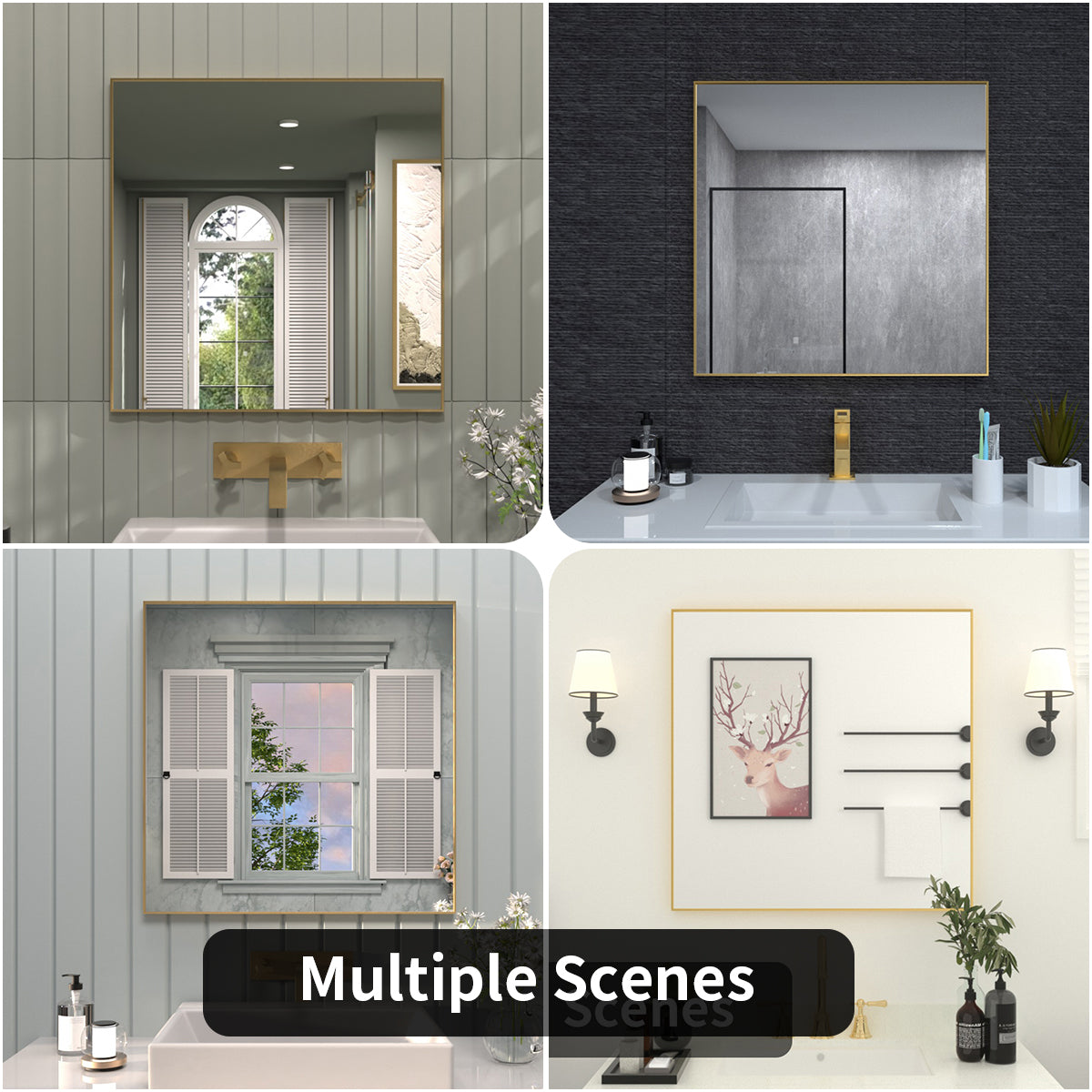TaiMei 30 in. W x 30 in. H Rectangular Framed Wall Bathroom Vanity Mirror ZL3030-BG-12