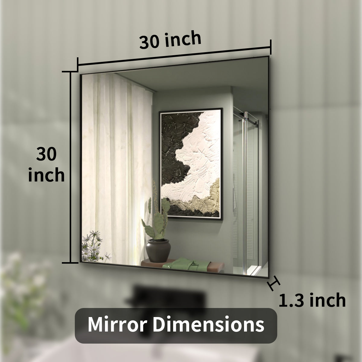 TaiMei 30 in. W x 30 in. H Rectangular Framed Wall Bathroom Vanity Mirror ZL3030-BL-04